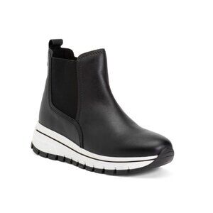 GABOR BLACK/GOLD Leather Hi Top Low Heel Sneakers